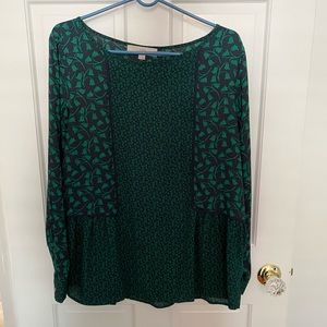 Loft Floral Mixed Media Peplum Top Size Medium